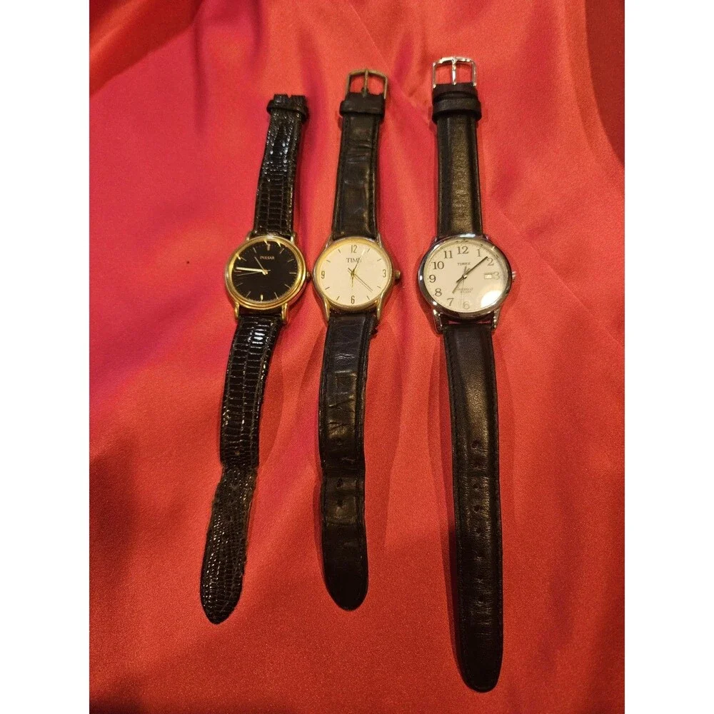 3 watches PULSAR, TIME, TIMEX 1980'S QUARTZ WATCHES. Well Used And Loved